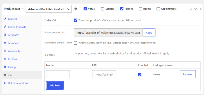 Product Level Settings (iCal)