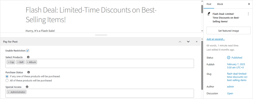 woocommerce pay for post plugin