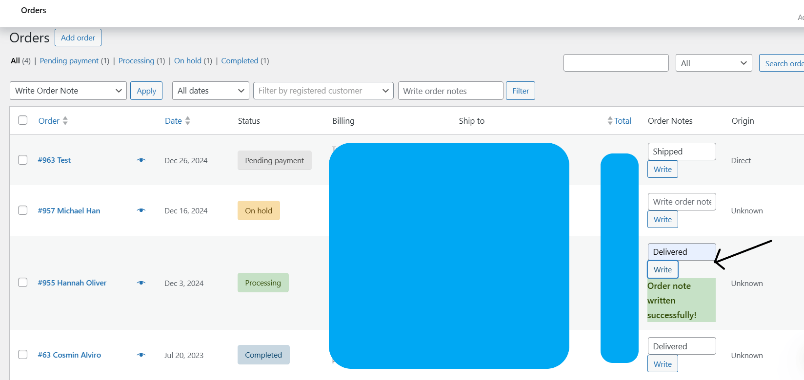 Inline Order Notes Documentation - WooCommerce