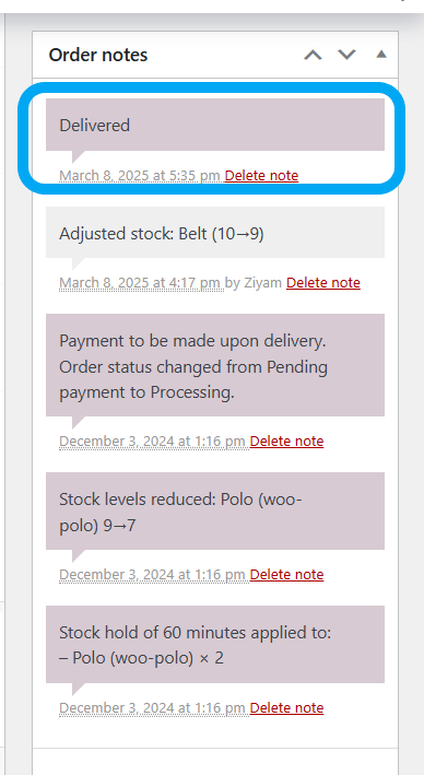 Inline Order Notes Documentation - WooCommerce