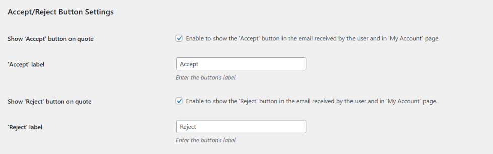 Accept or Reject Button Settings