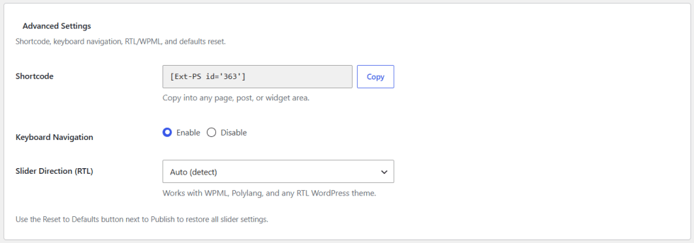Advanced Settings