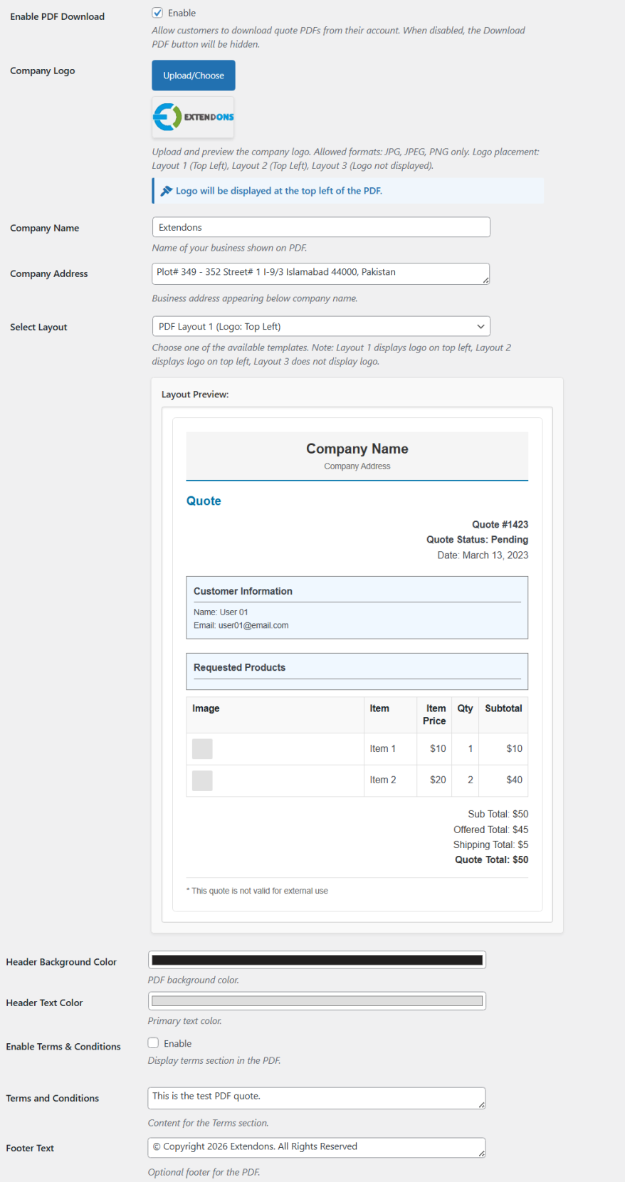 Attach PDF with Quote