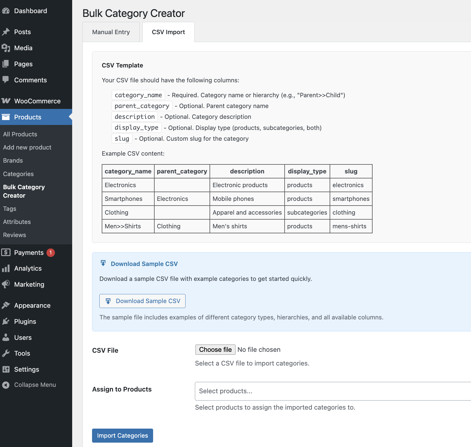 Bulk Category Creator - WooCommerce Marketplace