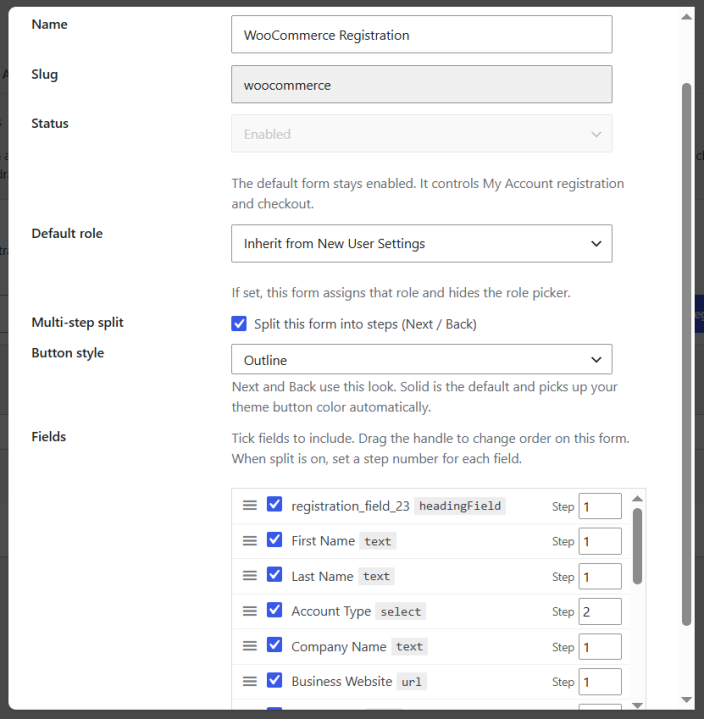 Create extra registration forms