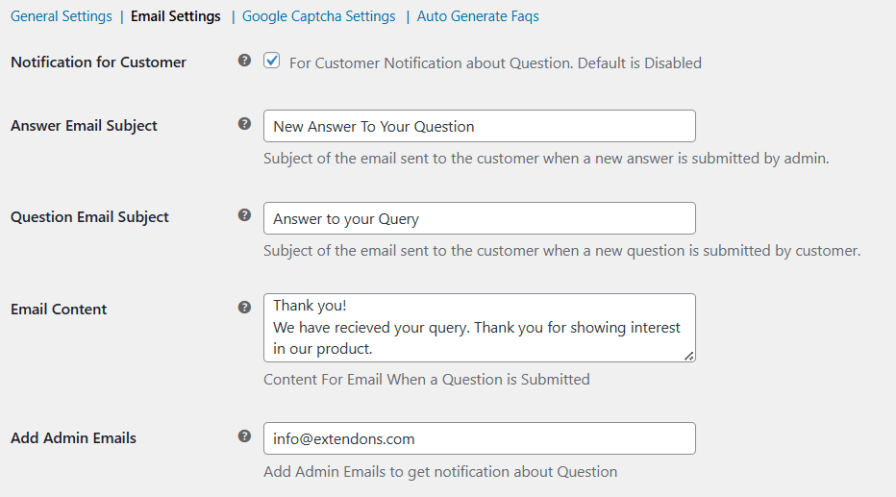 Customize Email Notifications