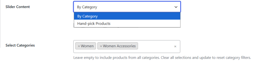 Display Specific Products and Categories in a Slider