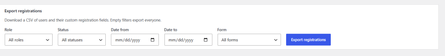 Export Registration Data Anytime