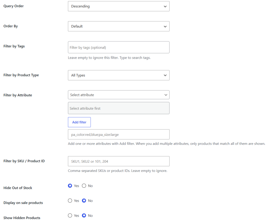 Extensive Customization Options - Query Settings
