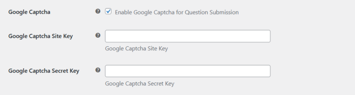 Google Captcha Settings