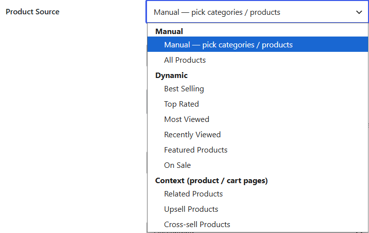 Multiple Product Source Options