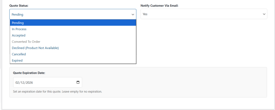 Quote Status Notifications & Expiration
