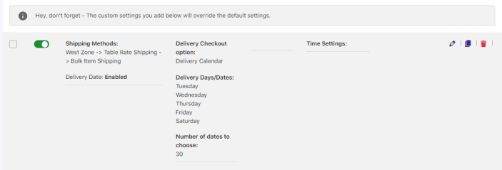 How do I create a delivery schedule with Table Rate Shipping for WooCommerce plugin by Bolder Elements? 2 How do I create a delivery schedule with Table Rate Shipping for WooCommerce plugin by Bolder Elements? - Tyche Softwares Documentation