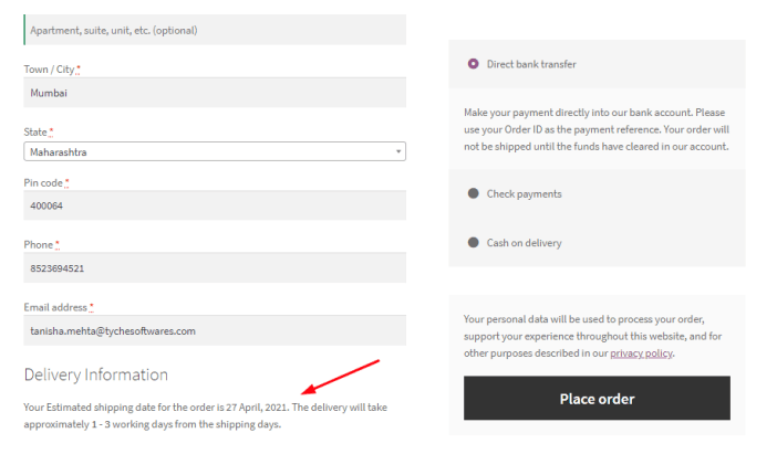 Show Estimated Delivery Date 7 Show Estimated Delivery Date - Tyche Softwares Documentation