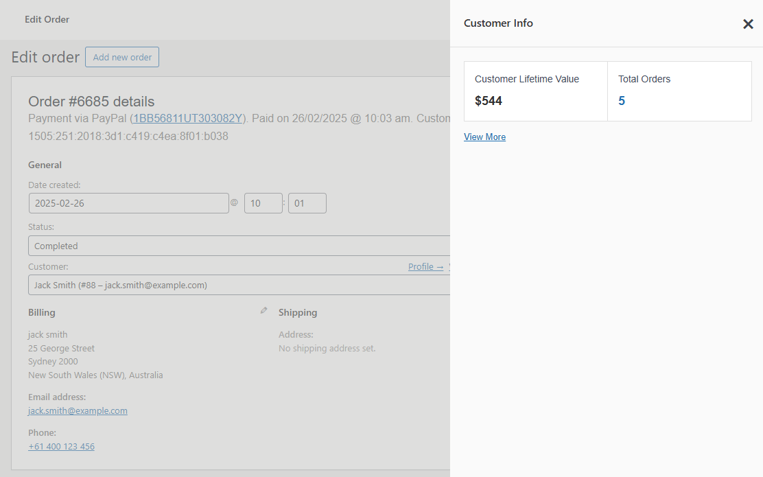 Customer Info Documentation - WooCommerce