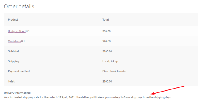 Show Estimated Delivery Date 8 Show Estimated Delivery Date - Tyche Softwares Documentation