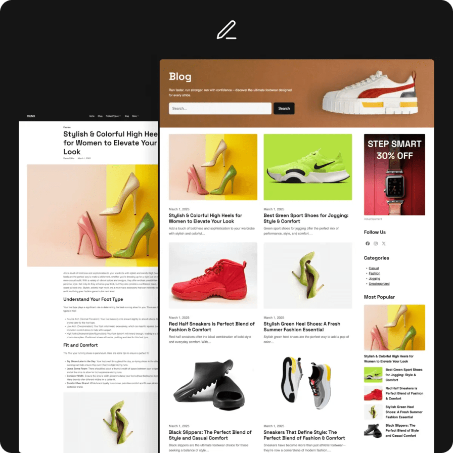 RunX - Blog page