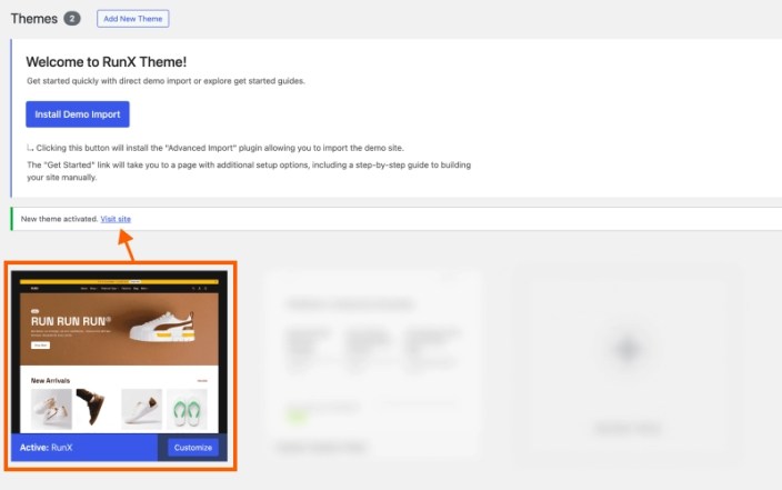 RunX Theme Activated