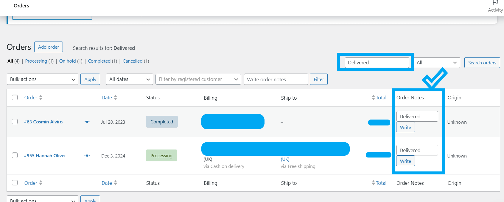 Inline Order Notes Documentation - WooCommerce