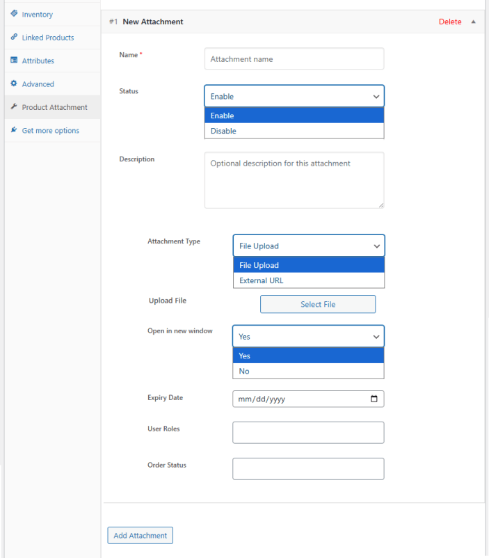 Add Attachments on Product Level