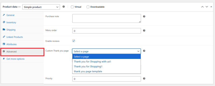Set Product Specific Thank You Page
