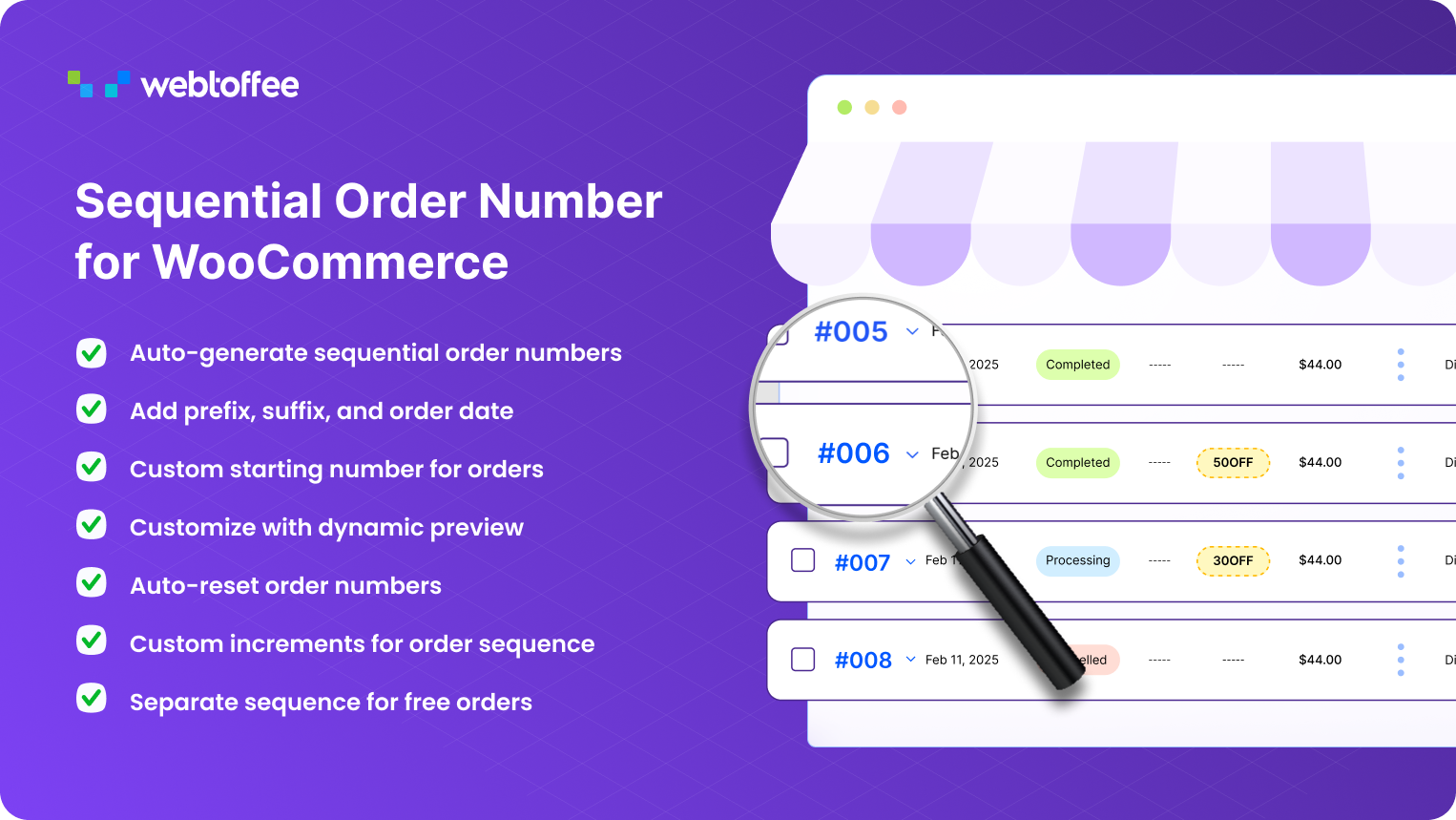 WebToffee Sequential Order Numbers - WooCommerce Marketplace