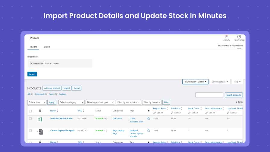 Import Product Details and Update Stock in Minutes