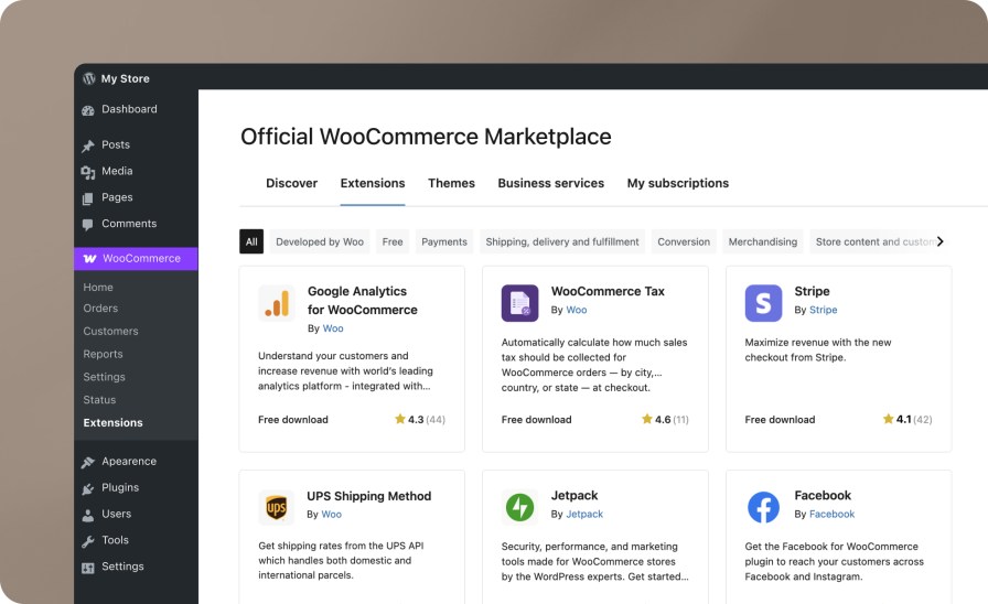 A screenshot of the WooCommerce Marketplace