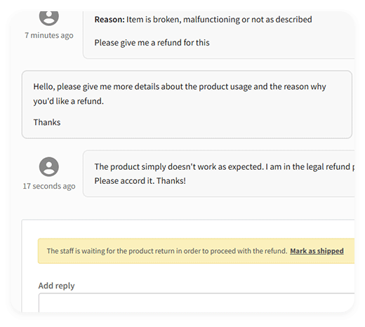 Physical product returns