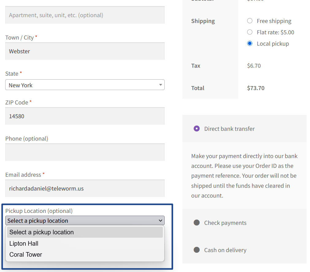 Order Pickup – Date Picker(Product Arrives Packed at Location ...