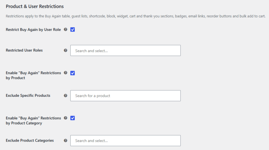 Control Who Can Buy Again and What Can Be Reordered