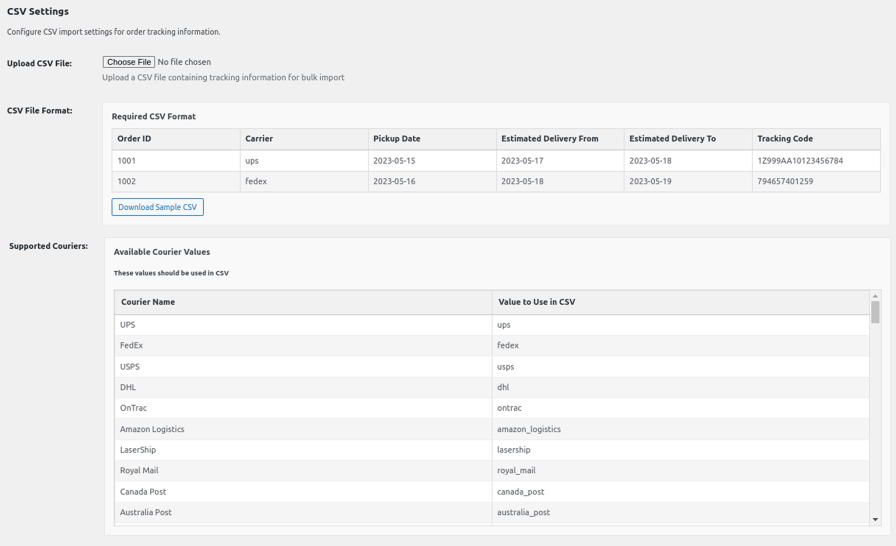 Import Tracking Information From a CSV File