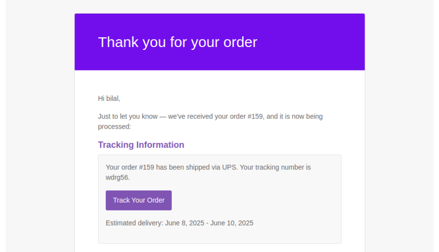 Include Tracking Details in Order Emails