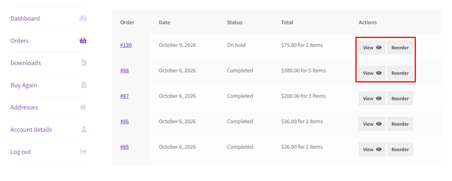 Reorder a Complete Order with One Button