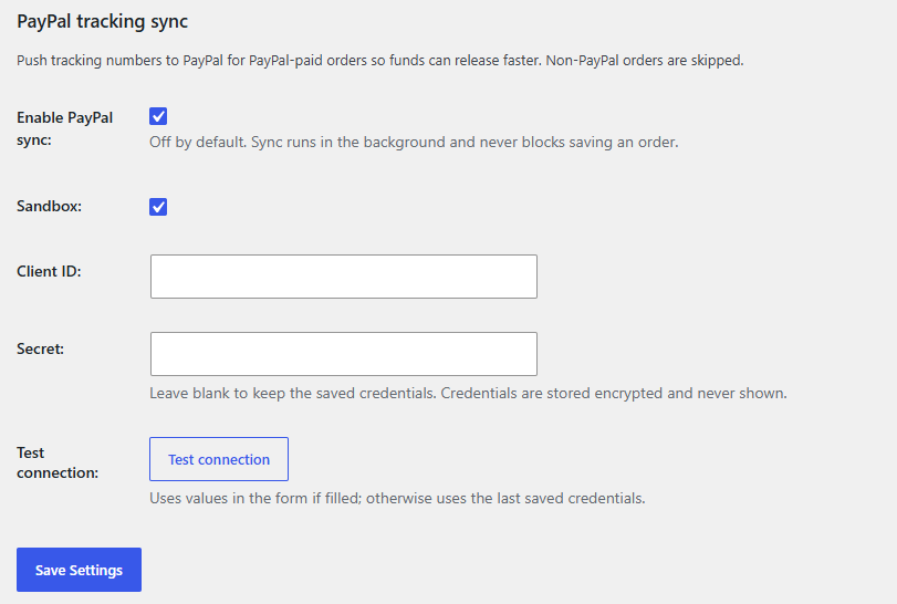 Sync Tracking Numbers to PayPal