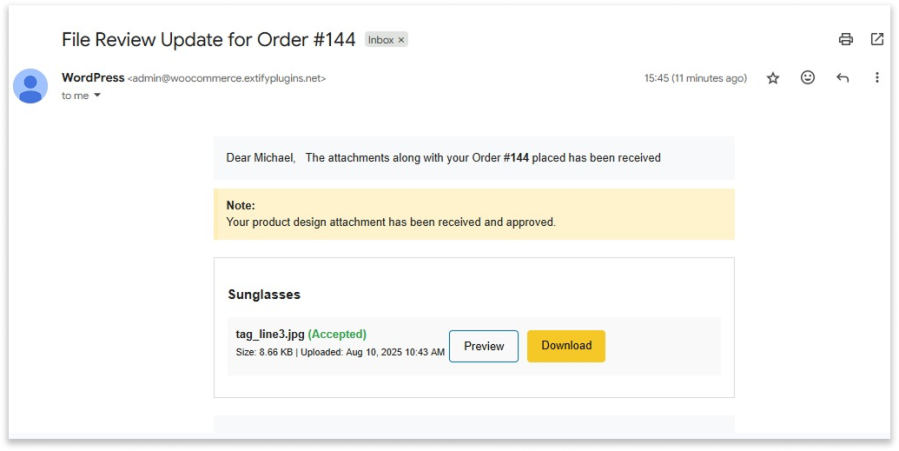 Email Notifications for WooCommerce File Upload