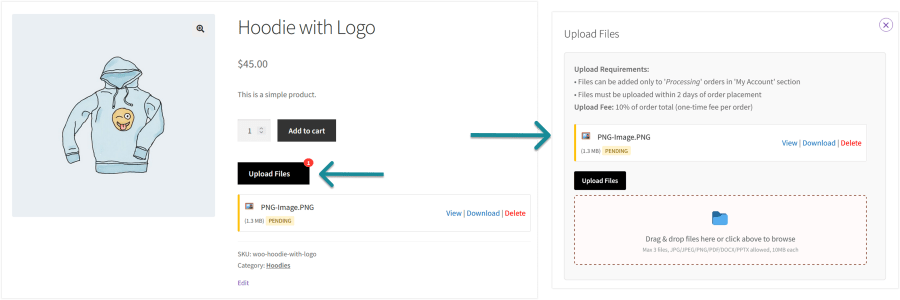 File Upload for WooCommerce in Popup