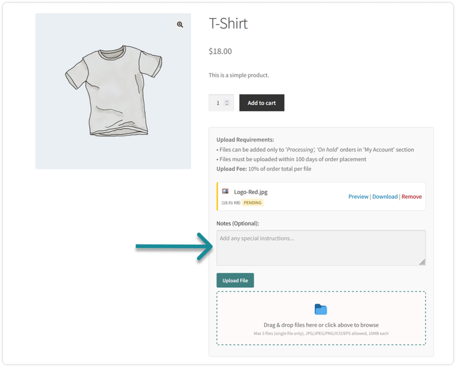 Optional Notes with WooCommerce Files Uploads