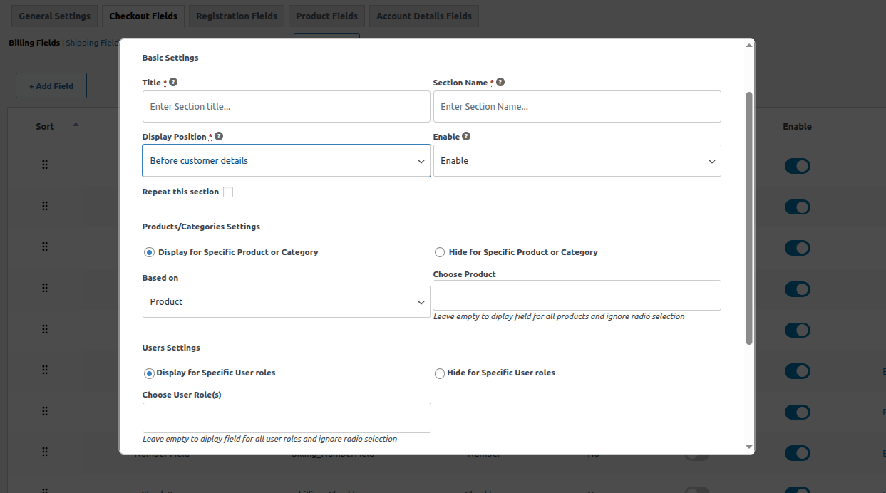 Custom Fields Manager Documentation - WooCommerce