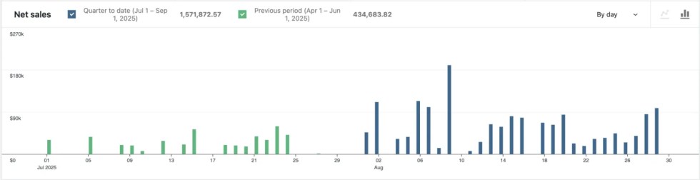 Switch between line and bar chart views for user role analytics in WooCommerce.