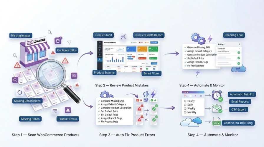 WooCommerce Product Mistakes Finder & Auto Fixer - Work Flow Pmf