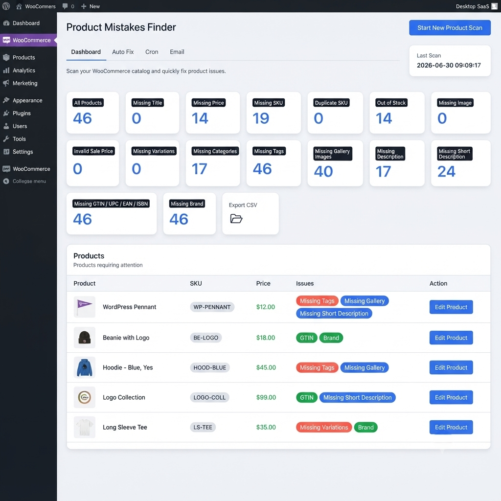 Product Mistakes Finder & Auto Fixer - WooCommerce Marketplace