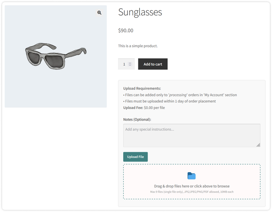 Inline Display for File Upload for WooCommerce