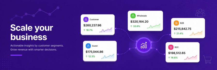 Wholesale and B2B sales report for WooCommerce showing User Role reporting insights for customer groups