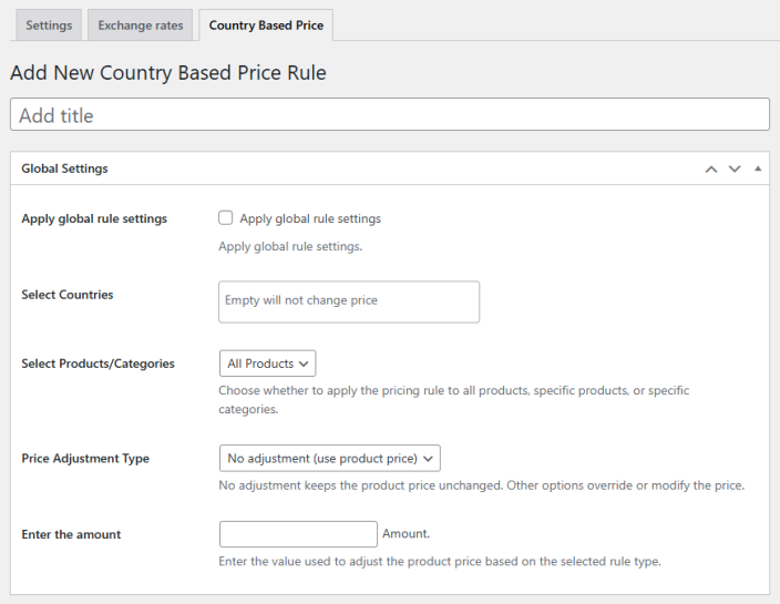 Country Based Pricing