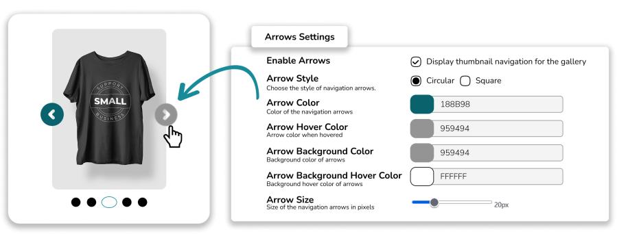 WooCommerce Gallery Slider Arrows Settings