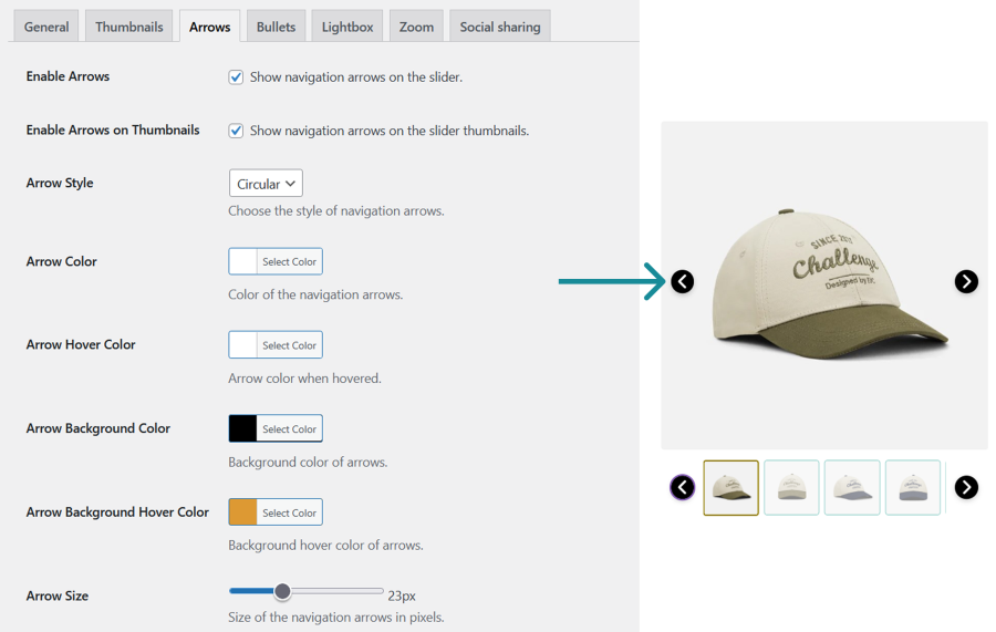 Customize Arrows for WooCommerce Gallery Slider