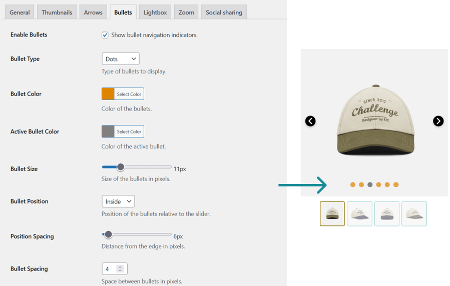 Customize Bullets for WooCommerce Product Gallery Slider