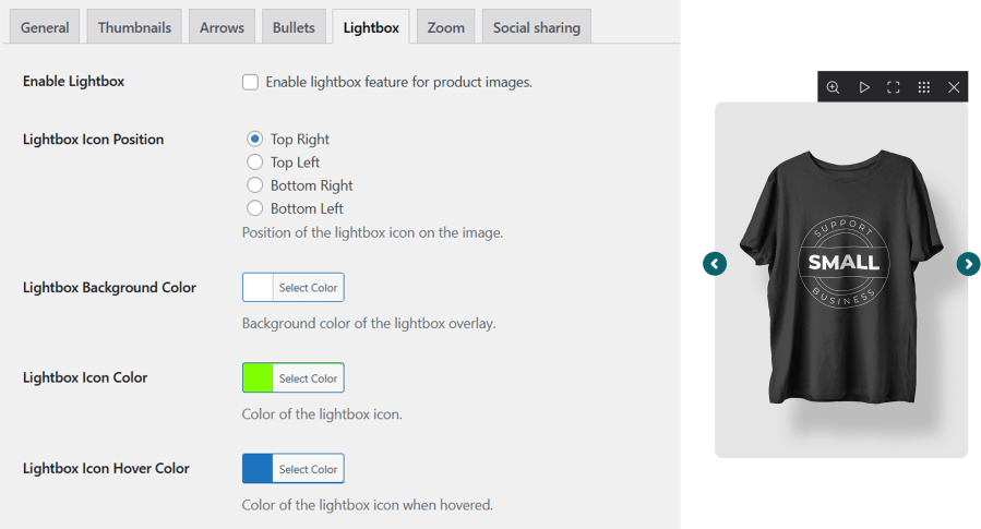 Lightbox Viewer option for WooCommerce Product Gallery Slider