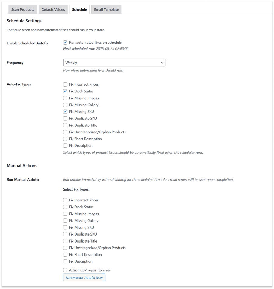 Schedule Auto fix For WooCommerce